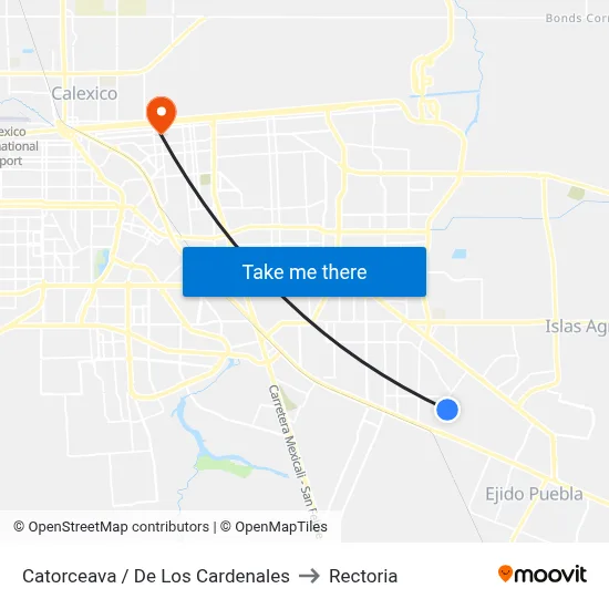 Catorceava / De Los Cardenales to Rectoria map