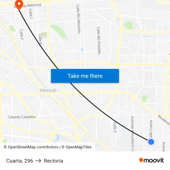 Cuarta, 296 to Rectoria map
