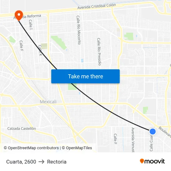 Cuarta, 2600 to Rectoria map