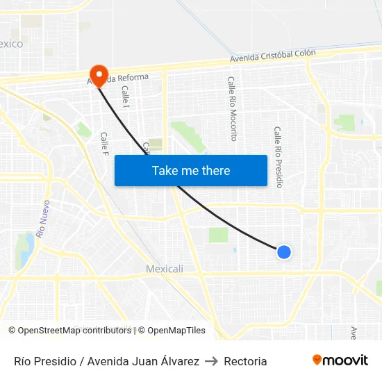 Río Presidio / Avenida Juan Álvarez to Rectoria map