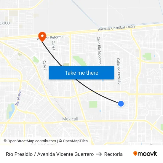 Río Presidio / Avenida Vicente Guerrero to Rectoria map