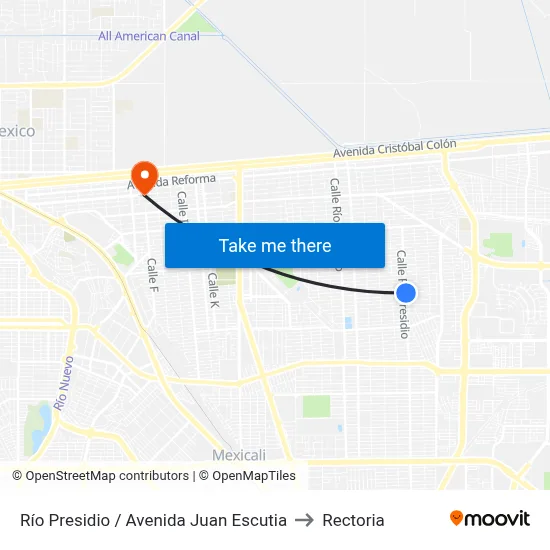 Río Presidio / Avenida Juan Escutia to Rectoria map