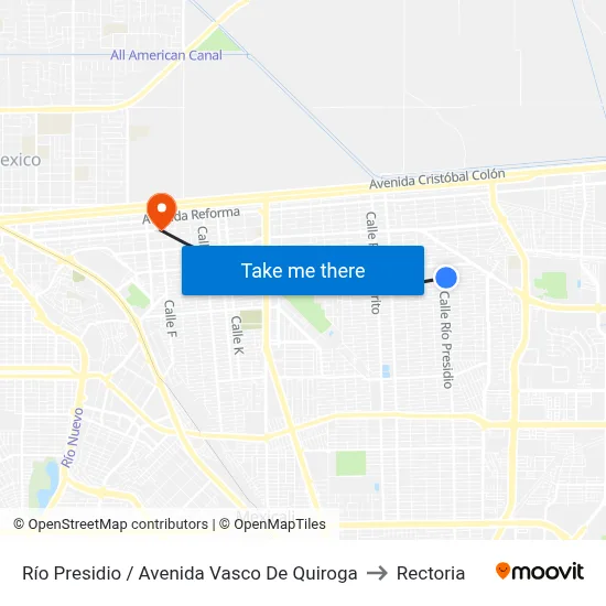 Río Presidio / Avenida Vasco De Quiroga to Rectoria map