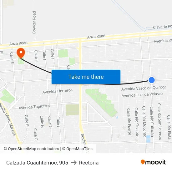 Calzada Cuauhtémoc, 905 to Rectoria map