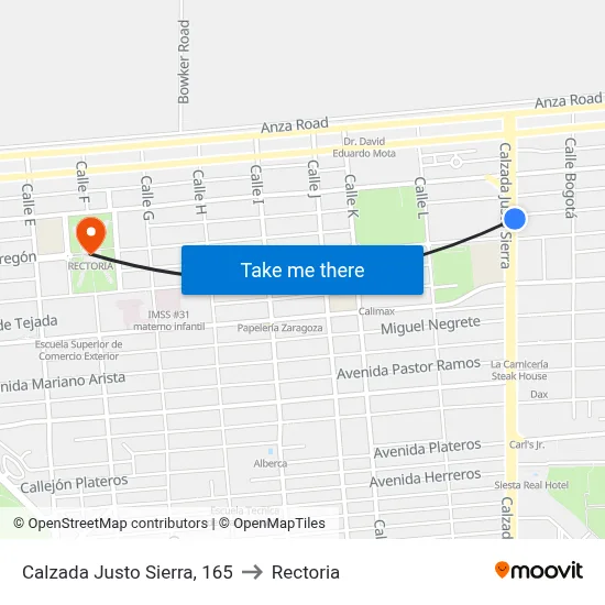 Calzada Justo Sierra, 165 to Rectoria map