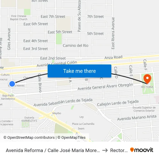Avenida Reforma / Calle José María Morelos to Rectoria map