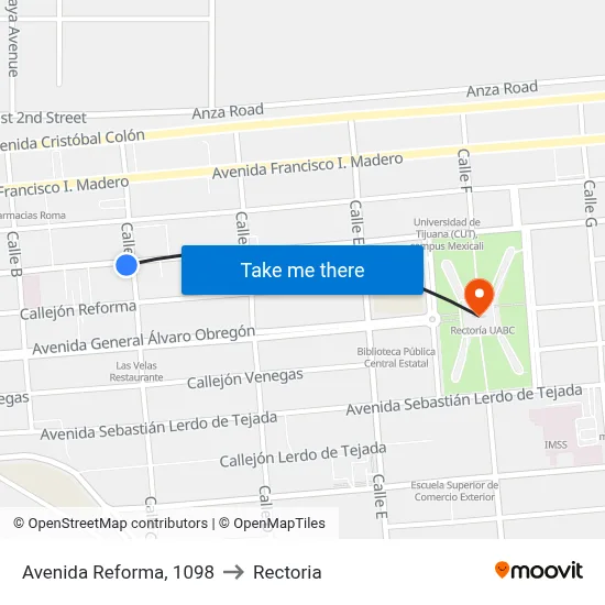 Avenida Reforma, 1098 to Rectoria map