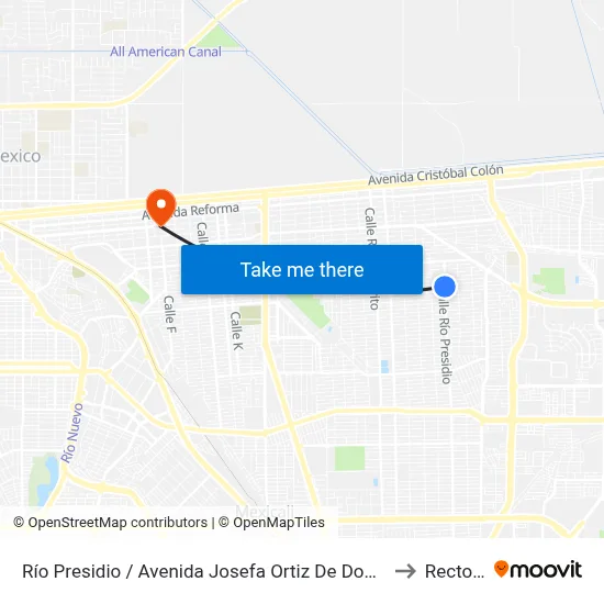 Río Presidio / Avenida Josefa Ortiz De Domínguez to Rectoria map