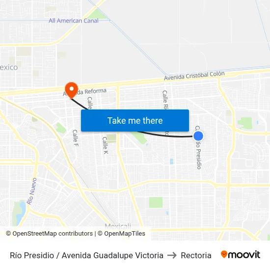 Río Presidio / Avenida Guadalupe Victoria to Rectoria map