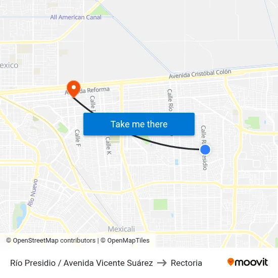 Río Presidio / Avenida Vicente Suárez to Rectoria map