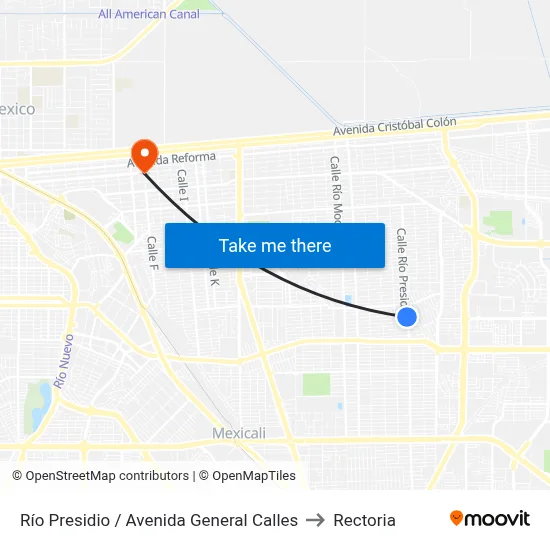 Río Presidio / Avenida General Calles to Rectoria map