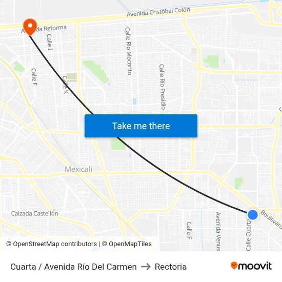Cuarta / Avenida Río Del Carmen to Rectoria map