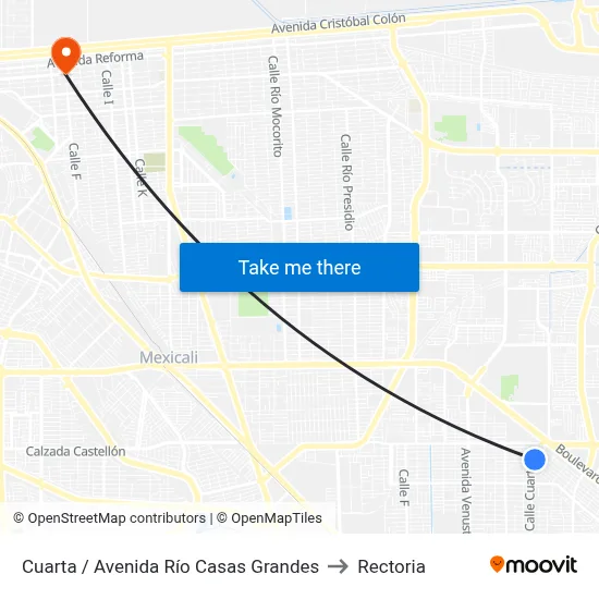 Cuarta / Avenida Río Casas Grandes to Rectoria map