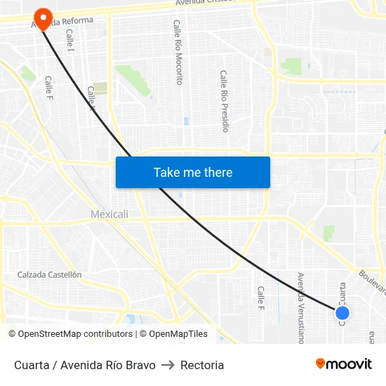Cuarta / Avenida Río Bravo to Rectoria map