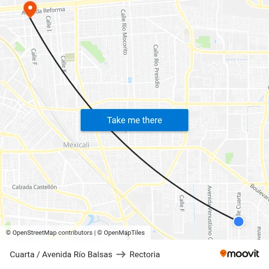 Cuarta / Avenida Río Balsas to Rectoria map