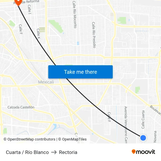 Cuarta / Río Blanco to Rectoria map
