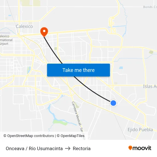 Onceava / Río Usumacinta to Rectoria map