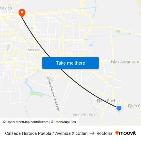 Calzada Heróica Puebla / Avenida Xicotlán to Rectoria map