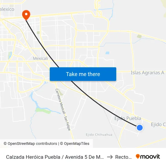 Calzada Heróica Puebla / Avenida 5 De Mayo to Rectoria map