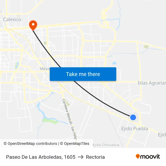 Paseo De Las Arboledas, 1605 to Rectoria map