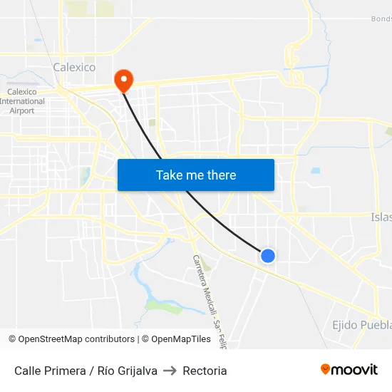 Calle Primera / Río Grijalva to Rectoria map