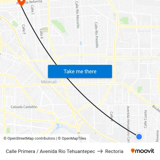 Calle Primera / Avenida Rio Tehuantepec to Rectoria map