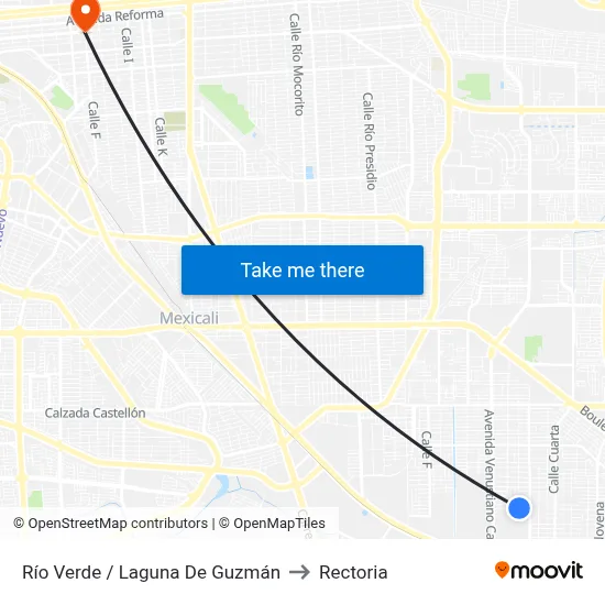 Río Verde / Laguna De Guzmán to Rectoria map