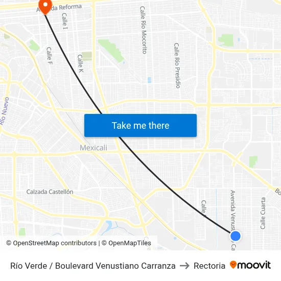 Río Verde / Boulevard Venustiano Carranza to Rectoria map