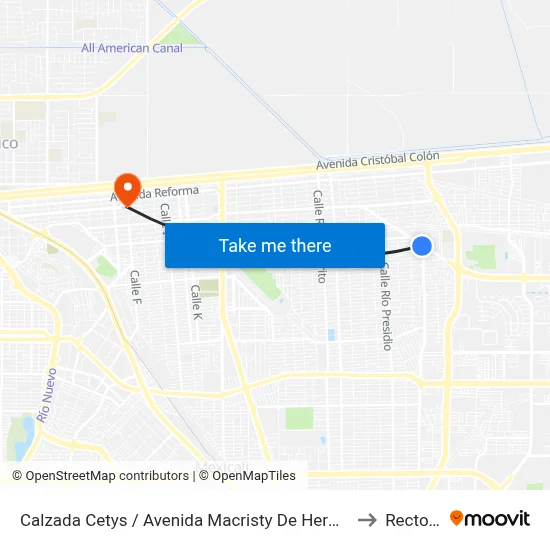 Calzada Cetys / Avenida Macristy De Hermosillo to Rectoria map
