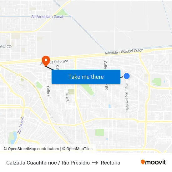 Calzada Cuauhtémoc / Río Presidio to Rectoria map