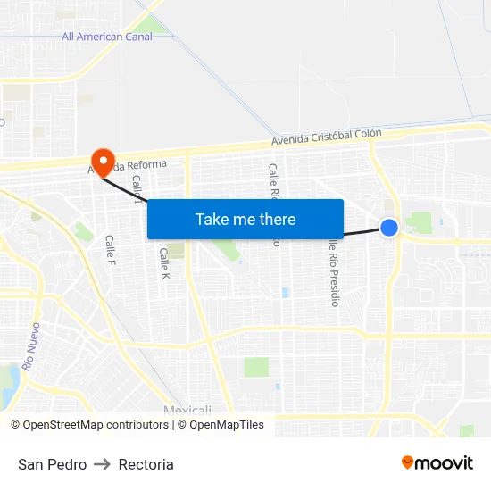 San Pedro to Rectoria map