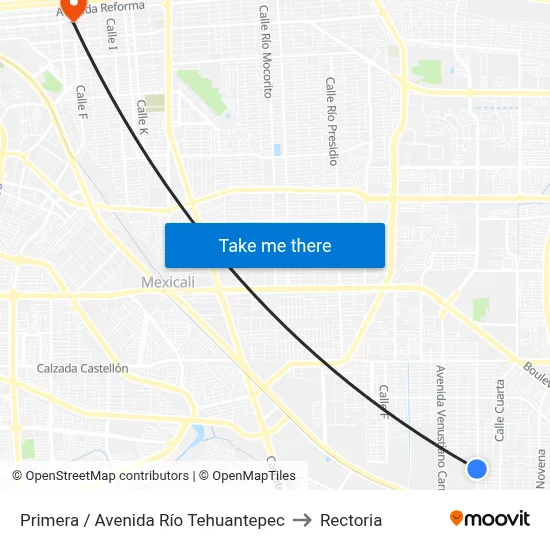 Primera / Avenida Río Tehuantepec to Rectoria map