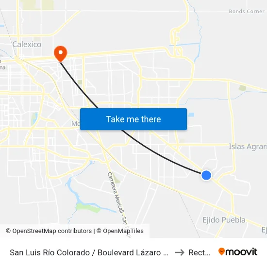 San Luis Río Colorado / Boulevard Lázaro Cárdenas to Rectoria map