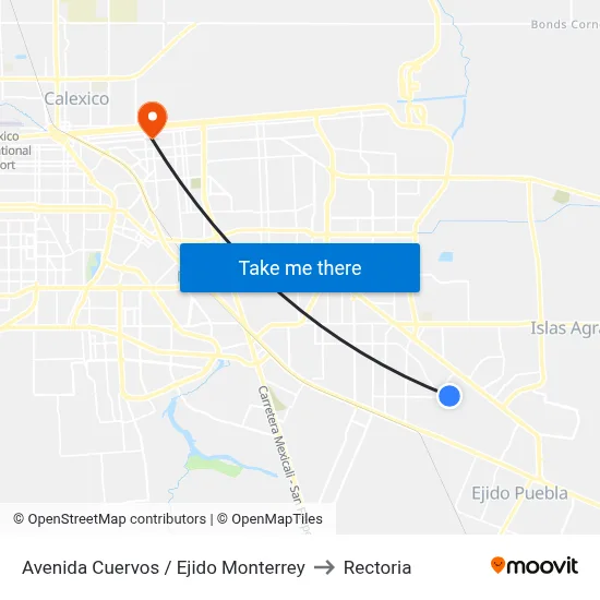 Avenida Cuervos / Ejido Monterrey to Rectoria map