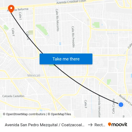Avenida San Pedro Mezquital / Coatzacoalcos Y/U Octava to Rectoria map