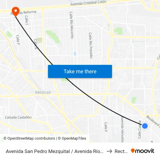 Avenida San Pedro Mezquital / Avenida Río Soto La Marina to Rectoria map