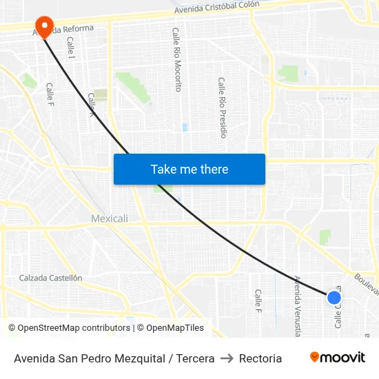 Avenida San Pedro Mezquital / Tercera to Rectoria map