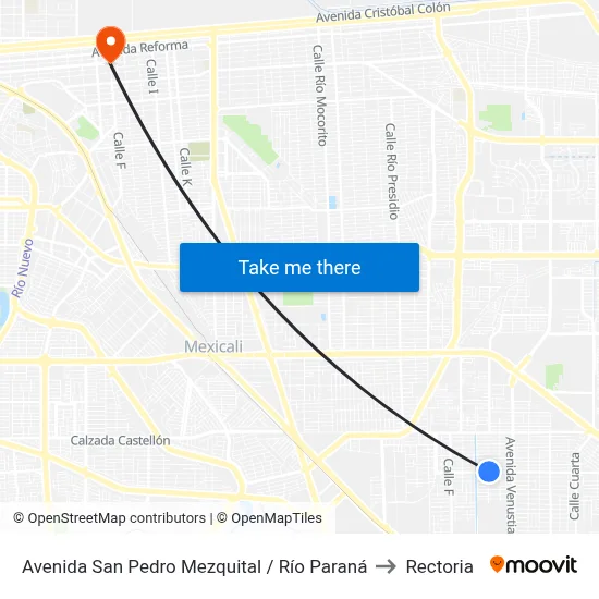 Avenida San Pedro Mezquital / Río Paraná to Rectoria map