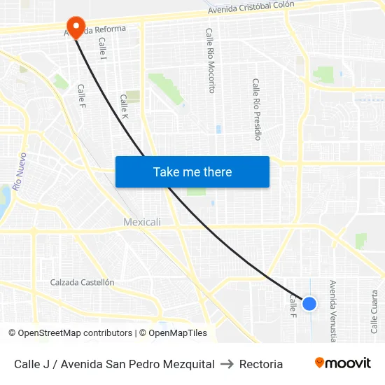 Calle J / Avenida San Pedro Mezquital to Rectoria map