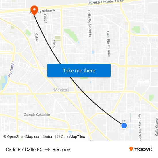 Calle F / Calle 85 to Rectoria map