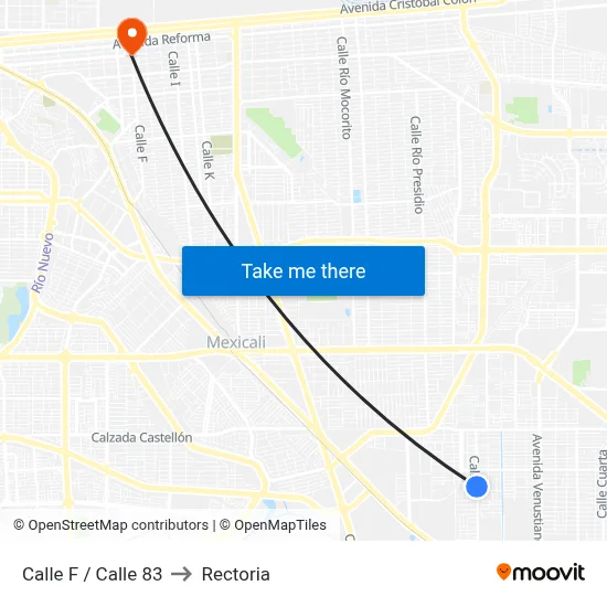 Calle F / Calle 83 to Rectoria map