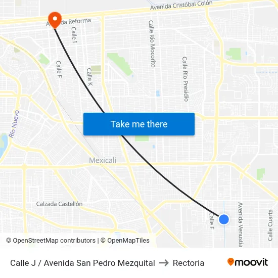 Calle J / Avenida San Pedro Mezquital to Rectoria map