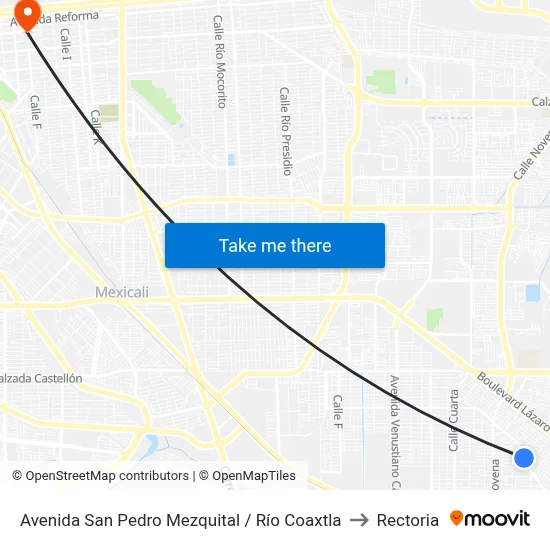 Avenida San Pedro Mezquital / Río Coaxtla to Rectoria map