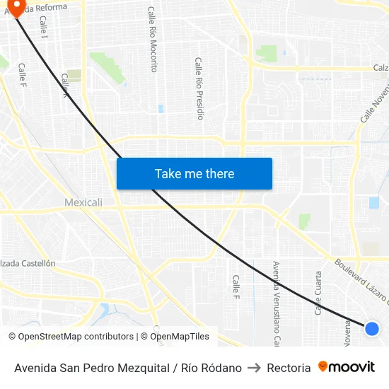 Avenida San Pedro Mezquital / Río Ródano to Rectoria map