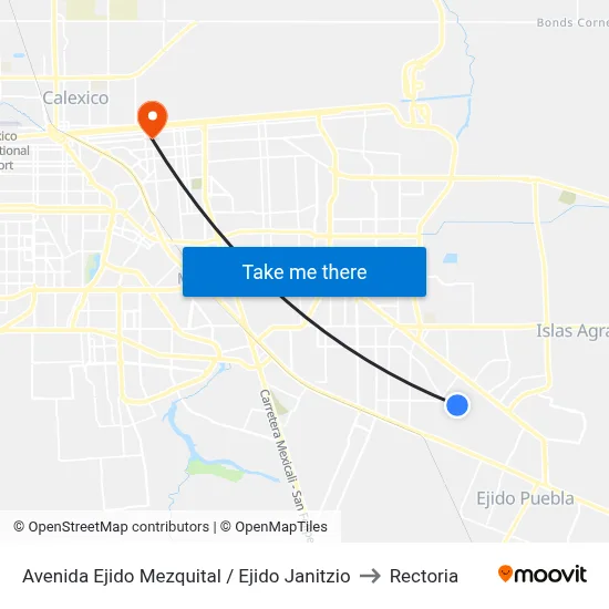 Avenida Ejido Mezquital / Ejido Janitzio to Rectoria map