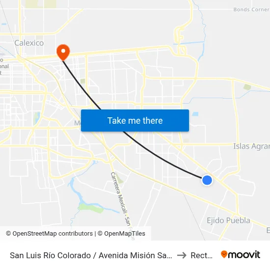San Luis Río Colorado / Avenida Misión Santa Lucía to Rectoria map