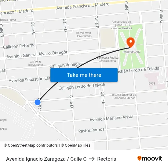 Avenida Ignacio Zaragoza / Calle C to Rectoria map
