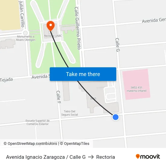 Avenida Ignacio Zaragoza / Calle G to Rectoria map