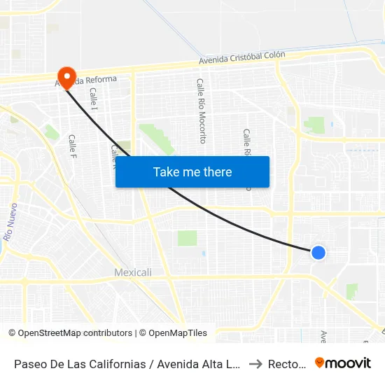 Paseo De Las Californias / Avenida Alta Loma to Rectoria map