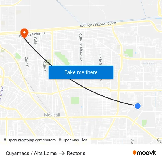 Cuyamaca / Alta Loma to Rectoria map